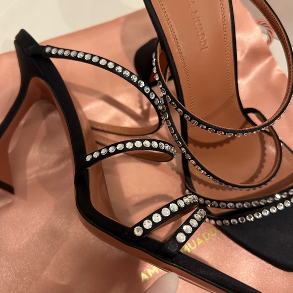 New!✨💯Amina Muaddi Naima Crystal Sandal, Black Size 39 and 9 - Picture 7 of 12